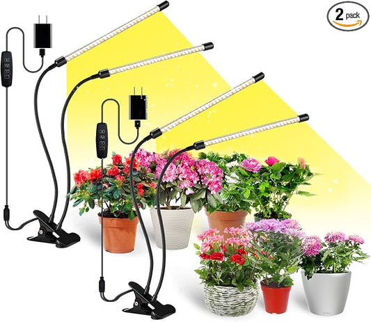 bseah Grow Light Plant Lights for Indoor Plants, Full Spectrum Led Growing Lamp with 3/9/12H Timer, Auto ON & Off, 10 Dimmable Lightness Clip-On Desk