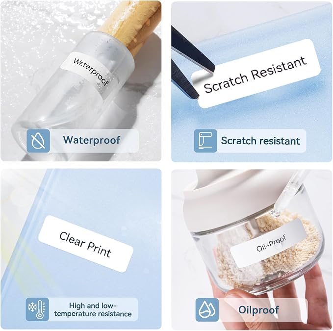 NIIMBOT Thermal Transfer Labels 0.47''x1.57'', Only for N1(B18) Label Maker | 12mmx40mm, 150 Labels/Roll, PET Material, Waterproof and High-Temperature Resistance, Long Storage Time, White