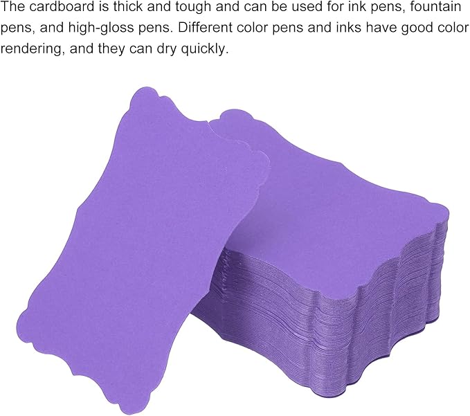 PATIKIL 3.7"x2.4" Blank Paper Business Cards, 120 Pack Small Index Flash Cards Words Message Note Card Mini Paper Tags Lace for DIY Gift, Purple