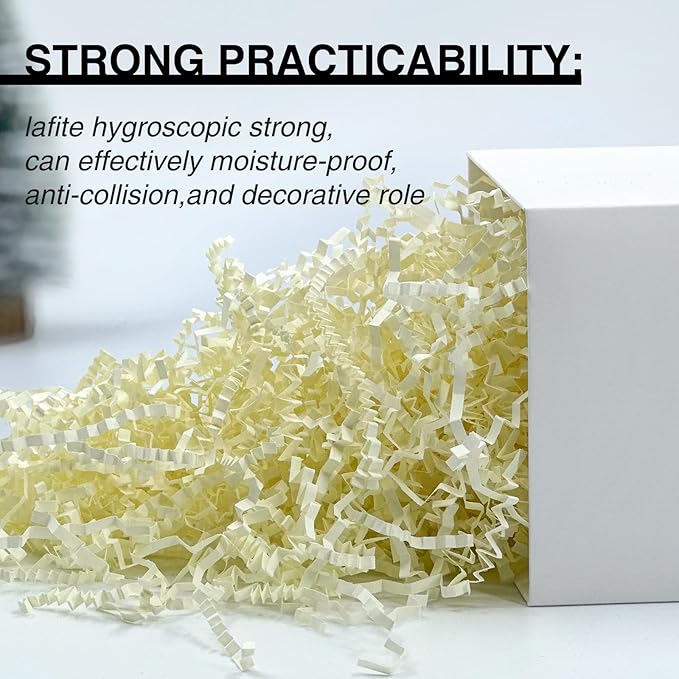 1LB Crinkle Cut Paper Shred Filler for Gift Box Bag and Basket On Holidays(Beige)