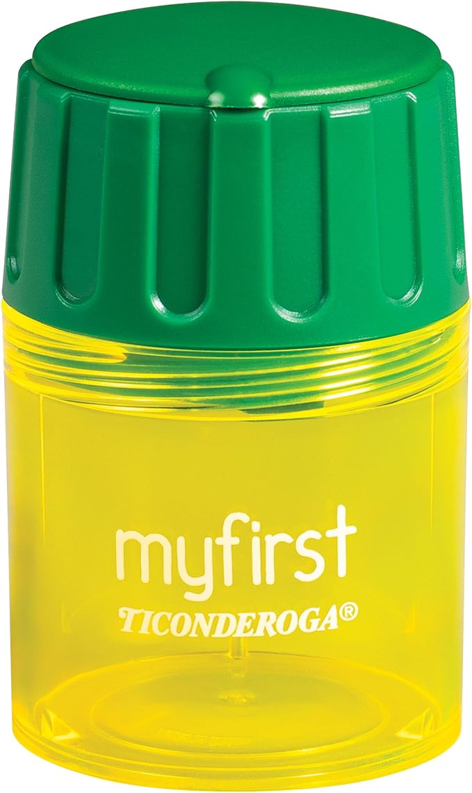 Ticonderoga My First Pencil Sharpener, 1 Hole, Large Barrel, Yellow/Green
