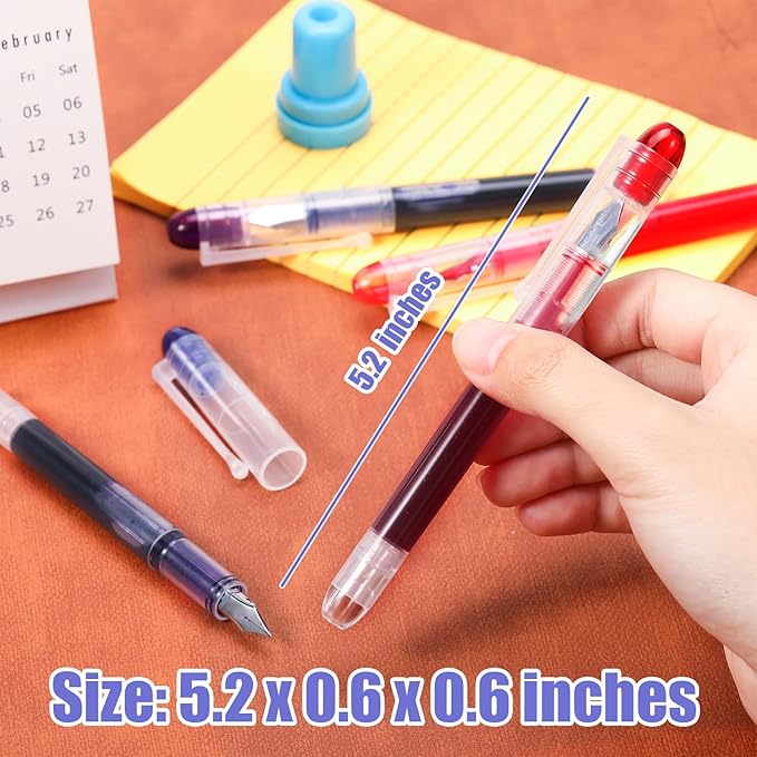 Clabby 12 Pieces Disposable Fountain Pens, Quick-Drying Ink Pen, Smooth-Writing Multicolor Art Supplies for Sketching, Journaling, Calligraphy and Doodling (Mixed Colors)