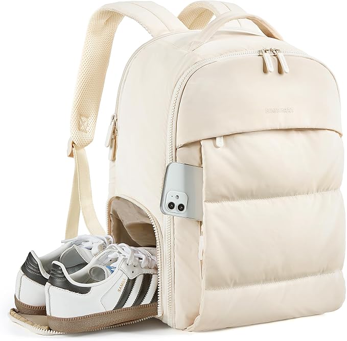 BAGSMART Travel Backpack for Women, Gym Backpack with Shoe Compartment | Carry on Backpack Airline Approved, PVC Wet Pocket, Fits 15.6" Laptop, Large Side Pocket, Lightweight, Water-resistant