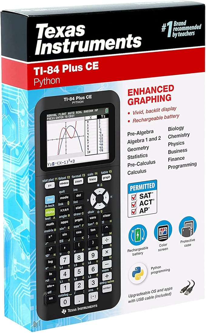 Scientific Python Graphic Calculator, Folima TI-84 Plus CE Color Graphing Instruments, Black 7.5 Inch