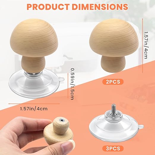 2 Pcs Ruler Knob - Wooden Handle, Ruler Grip Handle with Strong Suction Cup Grip – Comfortable Quilting Ruler Holder for Patchwork for Quilters Sewists & DIY Enthusiasts