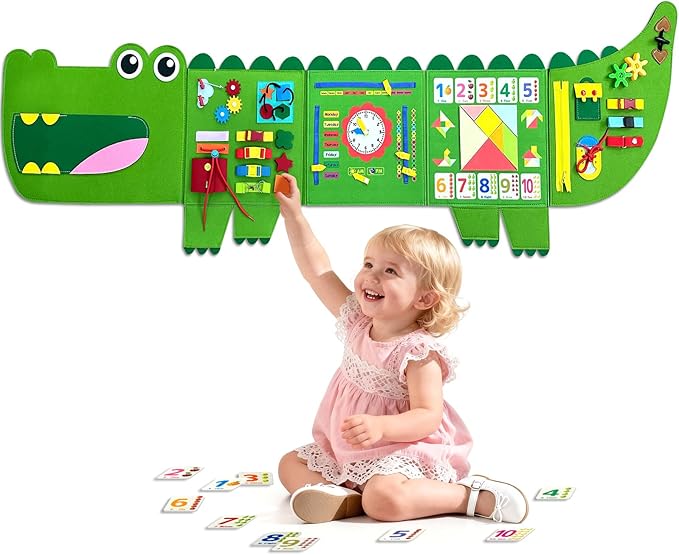 Busy Board Montessori Busy Board, Sensory Wall Activity Board- Toddlers Montessori Toys，Learning & Educational Panel Center for Kids Age 3+，Perfect Gift for Boys & Girls (Birthday, Christmas)
