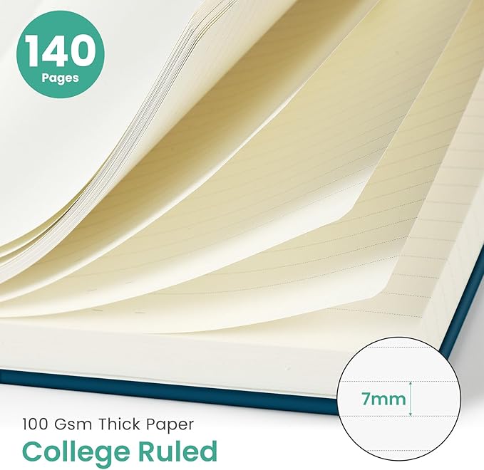 Taja Lined Spiral Journal Notebook for Women, A5 Cute College Ruled Hardcover Notebook for Work & Note Taking, Pretty Journal for Writing, 140 Pages, Emerald Shores
