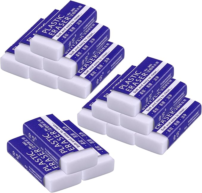 White Erasers, Artist Eraser for Drawing Art Sketching, Pencil Erasers for Kids Bulk Students School Supplies Office (15)