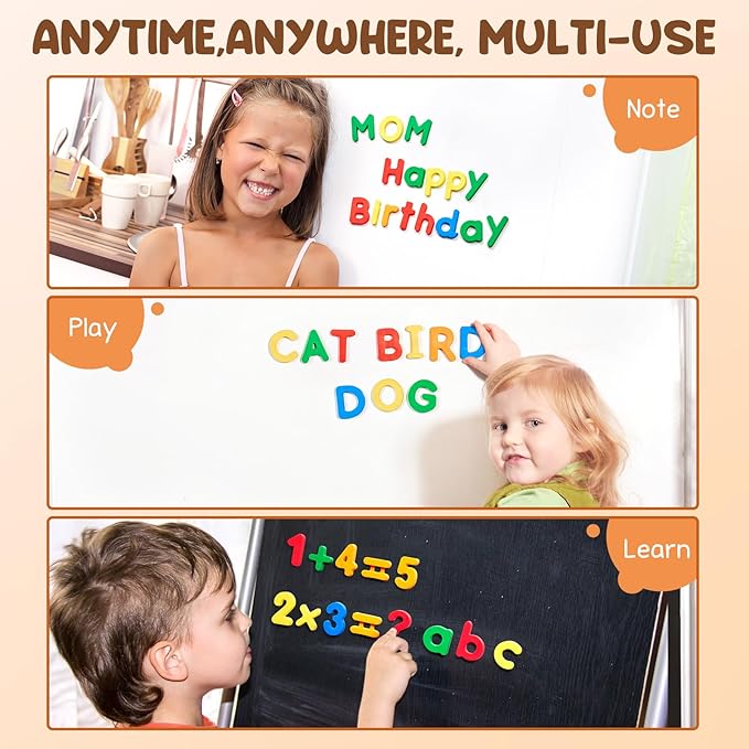 JoyCat 78 Pieces Magnetic Letters Numbers Alphabet Fridge Magnets ABC 123 Preschool Educational Learning Plastic Colorful Toy Set Uppercase Lowercase Math Symbols for Toddlers Kids 3+
