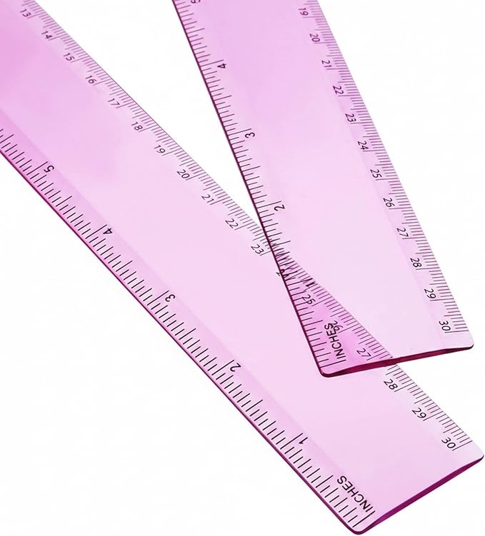 EBOOT 2 Pack Plastic Ruler Straight Ruler Plastic Measuring Tool for Student School Office(Pink,12 Inch)