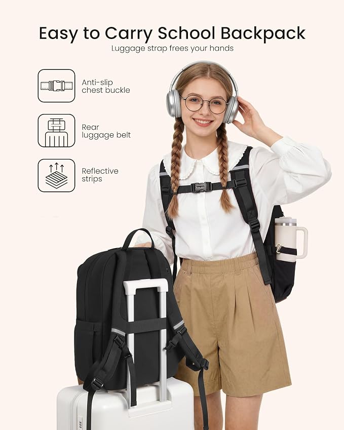 LOVEVOOK Laptop Backpack for Women, School Backpack for Teen Girls with Large Cup Holder, Lightweight Bookbag for College,Work,Travel fits 17.3 Inch Laptop