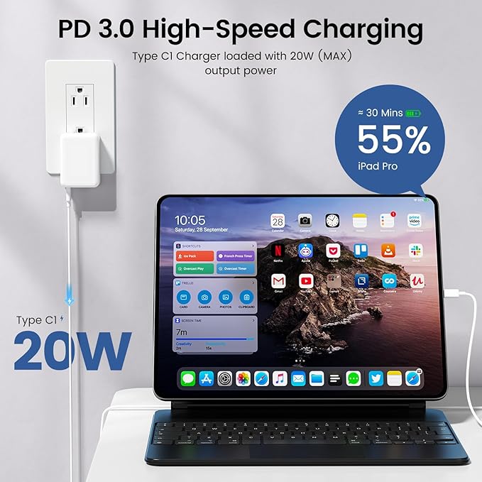 2Pack 40W Flat USB C Wall Charger, 4Ports Foldable & Slim Fast Charging Blocks, Multiport Type C Cube Box Power Adapter Plug, Boxeroo USB C Charger Block Brick for iPhone Samsung Tablet (White White)