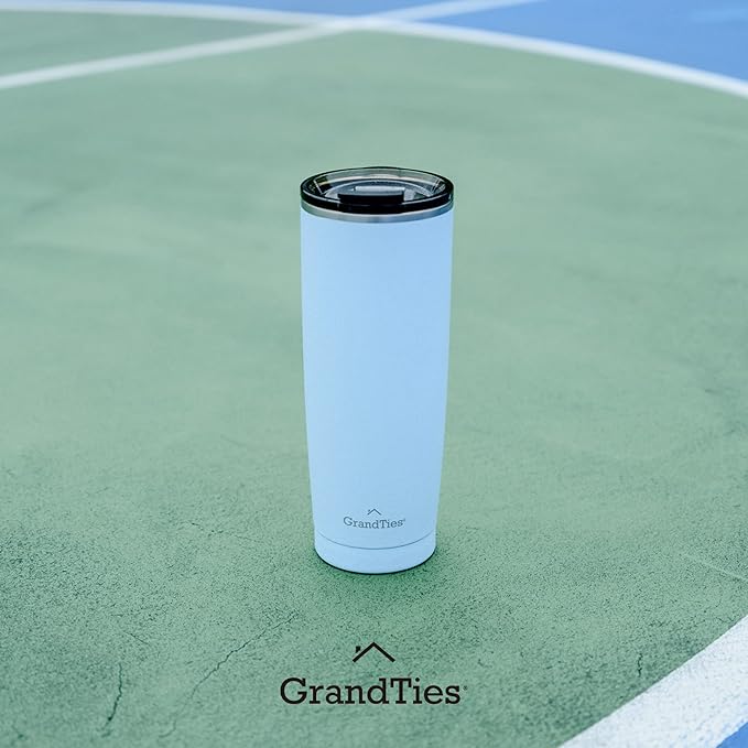 GRANDTIES Insulated Coffee Tumbler Cup w/Tritan Lid | Leak Proof, Reusable, Double Walled Vacuum Stainless Steel Travel Mug | Thermal Cups for Hot and Cold Drinks | 20oz | Glacier Lake, Snowy Texture
