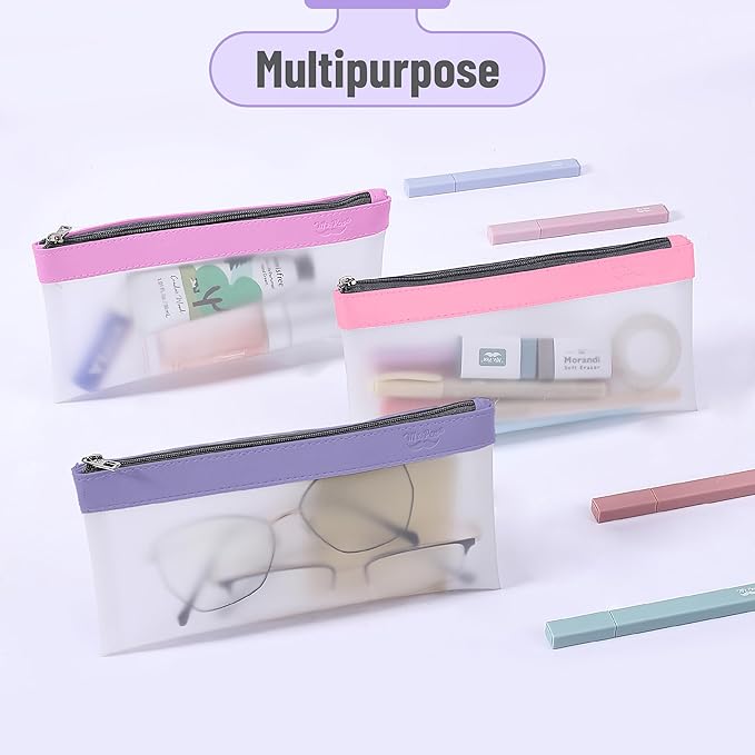 Mr. Pen- Clear Pencil Pouch, 8.50"x4.25", 6 Pack, Durable TPU Material, Medium Water-Resistant Pencil Bags with Smooth Zipper, Multipurpose Clear Pouch for Stationery, School, Office, Travel Supplies