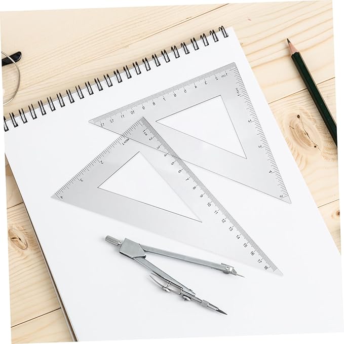 VILLCASE 2sets Transparent Math Geometry Tool Kit Includes Triangle Ruler Protractor and Drafting Ruler for School Office and Home Use Measuring Artists and Engineers