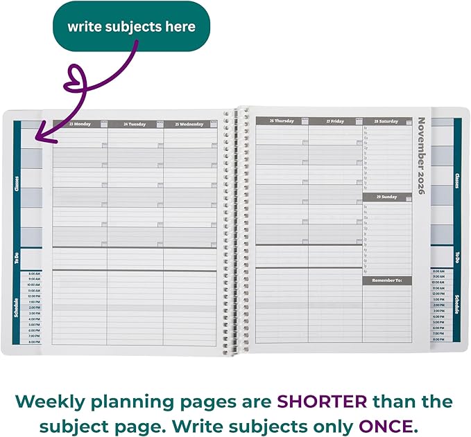 Order Out Of Chaos Academic Planner 2026-2027 Daily Weekly and Monthly Calendar, School Agenda Book, July 2026-June 2026 planner 8.5x8.25 Homework Organizer (Stormy Blue)