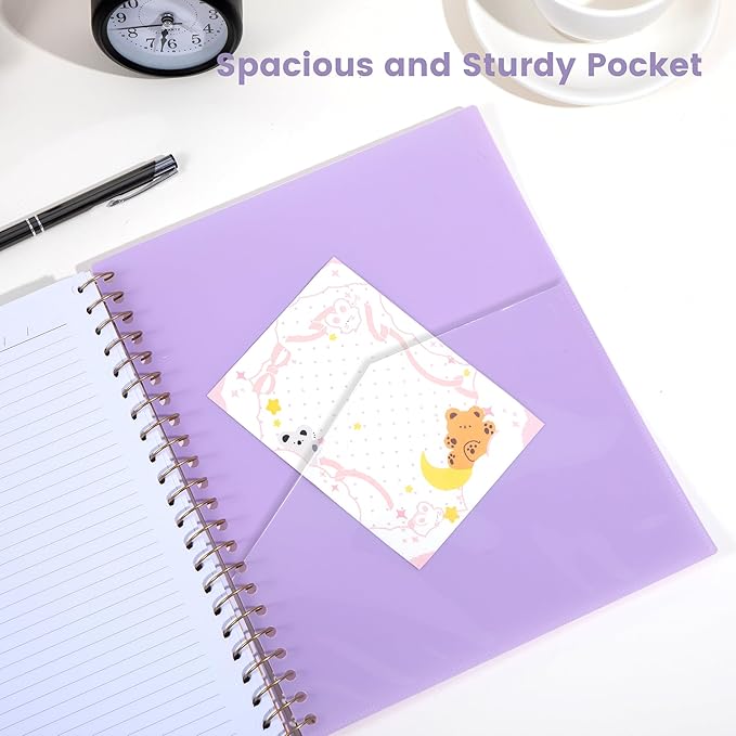 CAGIE Spiral Notebooks for School Work with Removable Dividers Tabs, 8.5” x 11” 5 Subject Notebook College Ruled, Large Lined Journaling Notebook for Women Men Writing, Purple