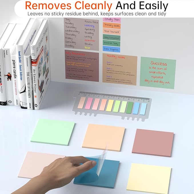 Transparent Sticky Notes with Marker, 【99.9% Transparency, Strong Adhesion,Waterproof 】 MEIGAONE 7 Pack Clear Sticky Note 3x3,Translucent Sticky Note Office,School Supplies