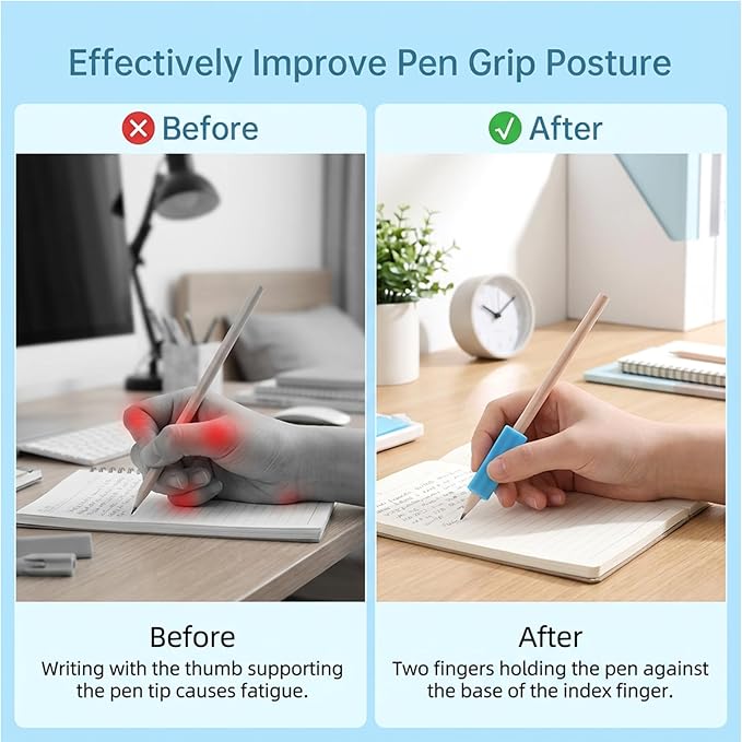 Sibba 12 Pcs Triangle Pencil Gripper, Silicone Pencil Grippers for Kids Adults Handwriting, Ergonomic Writing Aid Grip Comfortable Finger Support for Pencils Pens