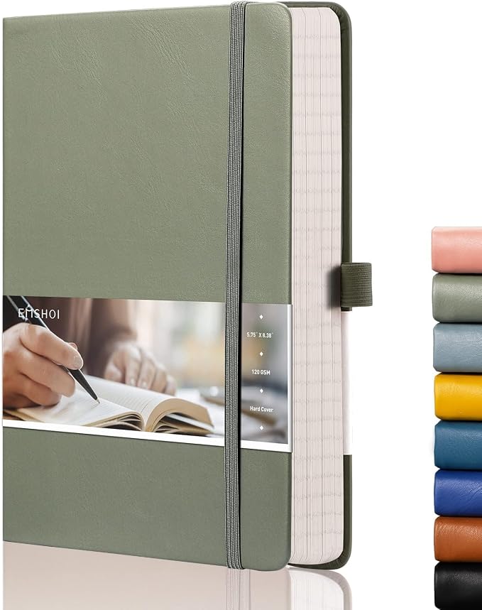EMSHOI Lined Journal Notebook, 256 Numbered Pages, A5 Size (5.7'' x 8.3'')