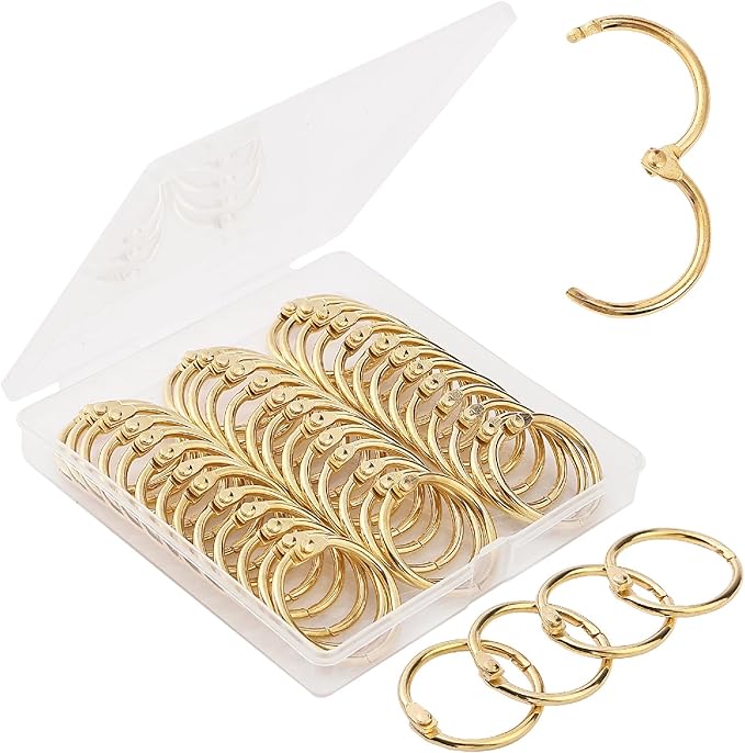 Mr. Pen- Loose Leaf Binder Book Rings, 1 Inch, 40 Pack, Metal Binder Rings for Index Cards, Keychains, School, Home, Office, Gold