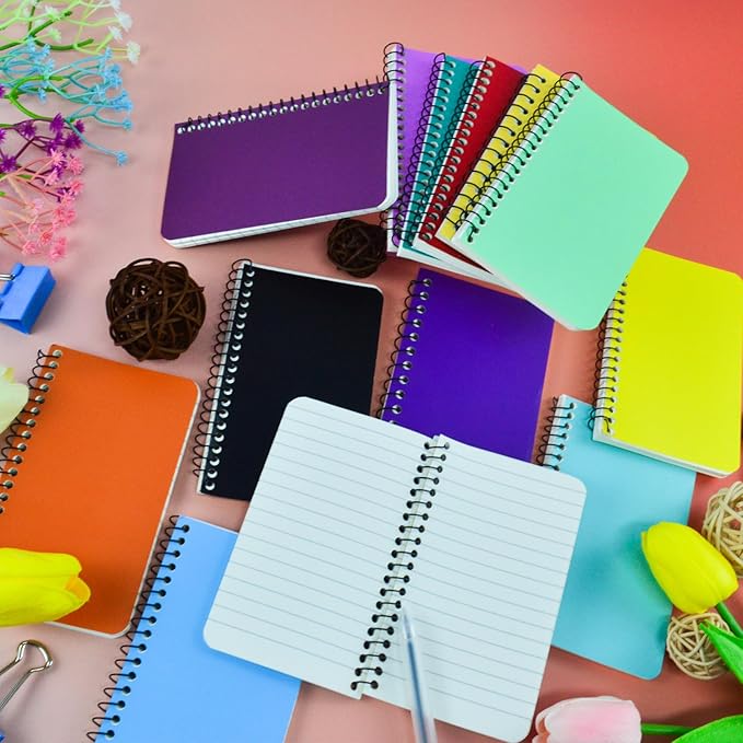 12 Pack Small Spiral Notebooks,3 x5 In Spiral Journal Notebooks with Lined Pages,Memo Pads,College Ruled Paper,Mini Pocket Notebooks for Work School,60sheets