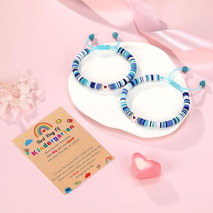 UPROMI First Day of Preschool/Kindergarten/1st Grade/2nd Grade/School Gift, Back to School Bracelet Mommy and Me Dad and Son