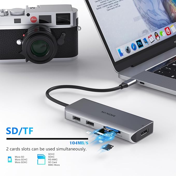 Docking Station, USB C Adapter, 9 in 1 Triple Display Multiport Dongle with 2 HDMI 4K, DisplayPort, 3 USB, 100W PD, SD/Micro SD Card Reader for MacBook Pro Air Type C Laptops