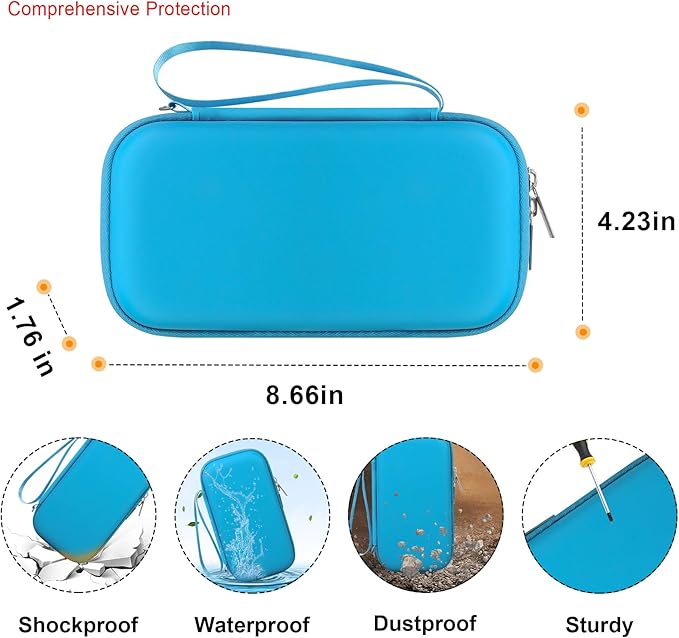Elonbo Carrying Case for Texas Instruments TI-84 Evo/TI-84 Plus CE Evo Graphing Calculator, Extra Mesh Pocket Fits Charging Cable Charger Manual, Blue