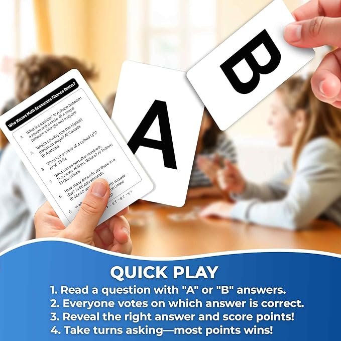 Board Games for Kids 8-12 – STEM Family Card Games for Kids and Adults –Trivia Cards for Family Game Night – Who Knows Math Finance Economics Better – Fun Card Game for Families and Teens