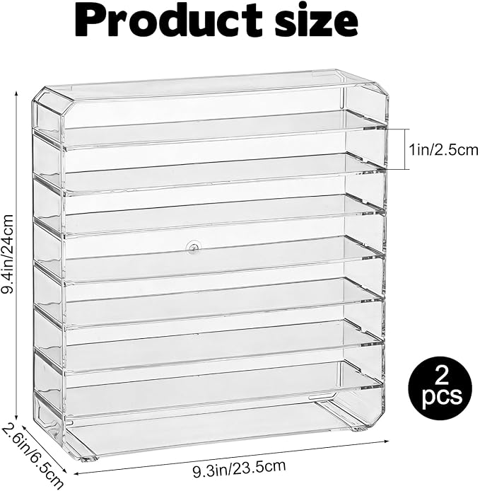 8-Tier Clear Storage Organizer Case, 2PCS 1/64 Scale Toy Car Storage Shelves Desktop Organizer Rack Compatible with Matchbox Car Hot Wheels Monster Jam Trucks Removable Acrylic Shelves