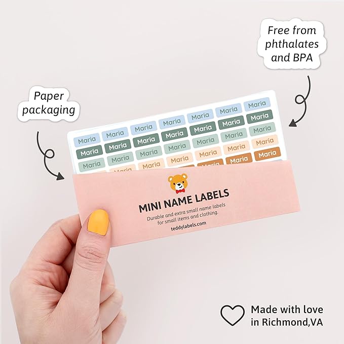 Mini Name Labels (175) - Custom Personalized Name Labels for Labeling Tiny Items, Washer and Dryer-Safe Waterproof Labels for Daycare, Preschool, and School - Leopard