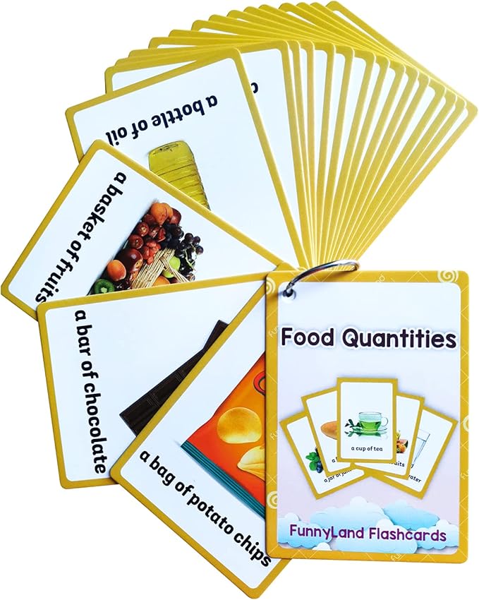 Lilias Food Quantities Flash Cards, Toddler Learning Toys, Preschool Learning Toys, Homeschool Supplies, Learning Supplies for Kindergarten, 4.3 X 3.14 Inch, 18 Cards in Set