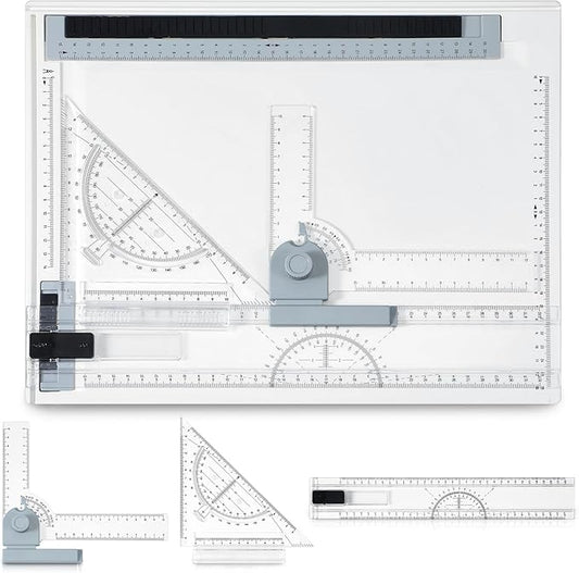 Zonon A4 Portable Drawing Board, Multi-Function Metric Drafting Table Drafting Board with Clear Rule Parallel Motion and Angle Adjustable Measuring System