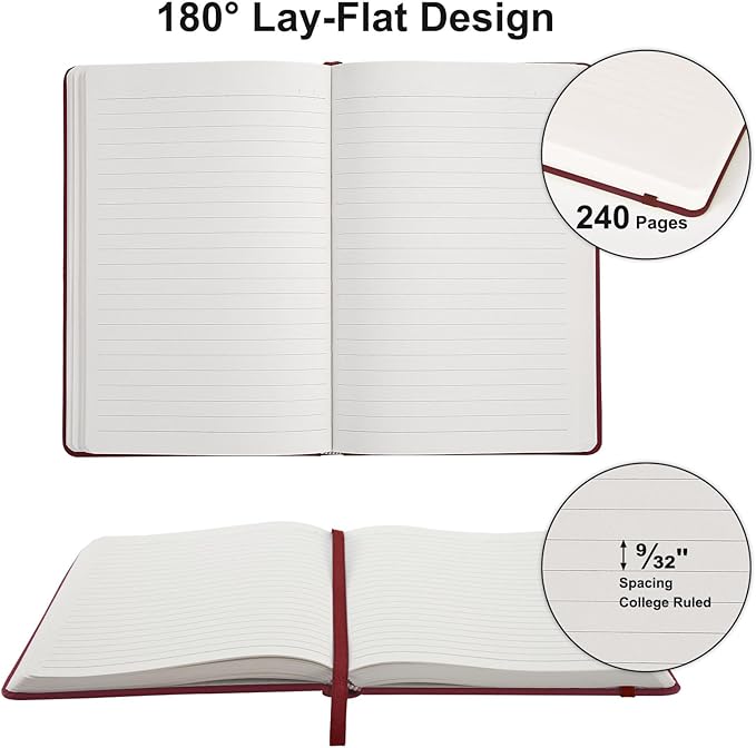 Comix 8 Pack Lined Notebook Journals, 240 Pages, 5.5 x 8.3 inch, Hardcover，College Ruled，Journaling Notebooks for Work, School, Home, A5 Journal Notebooks for Notes-Taking, Writing
