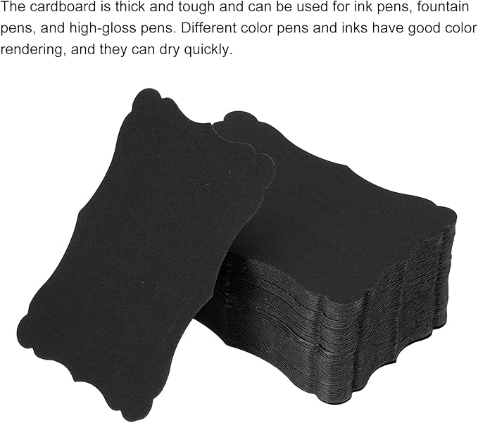 PATIKIL 3.7"x2.4" Blank Paper Business Cards, 120 Pack Small Index Flash Cards Words Message Note Card Mini Paper Tags Lace for DIY Gift, Black