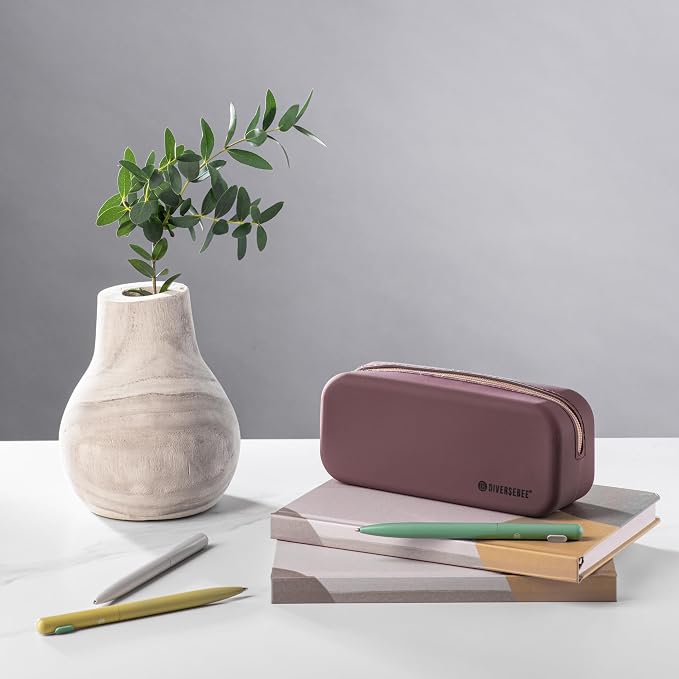 DIVERSEBEE Soft Silicone Pencil Case, Pencil Pouch with Zipper (Grape) | Aesthetic Pen Bag for School, Bible Study Journaling Supplies and Accessories, Cute Pencil Organizer