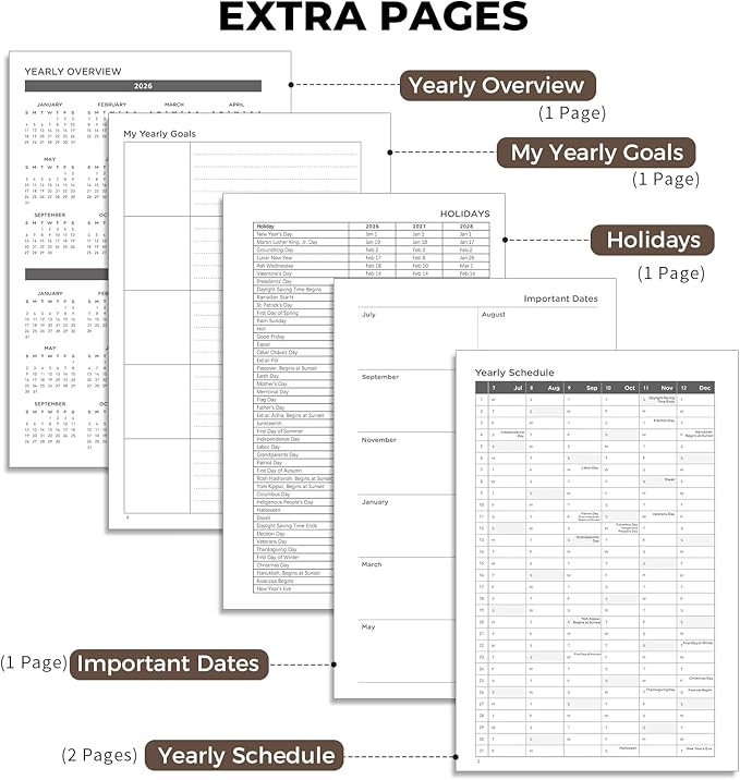 AHGXG Academic Planner 2026-2027, July 2026 - June 2027, Weekly and Monthly, 5.7" x 8.3", Calendar, Agenda for Women, Teacher, Student, School, 12-Month Tabs (Coffee)