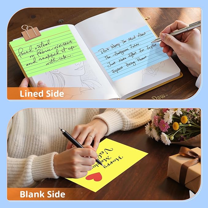 Colored Index Cards 4x6, Flash Cards, Lined Flashcards Notecards, Note Cards for Studying, 180GSM Study Card, 200 Count, 5 Pack of 40
