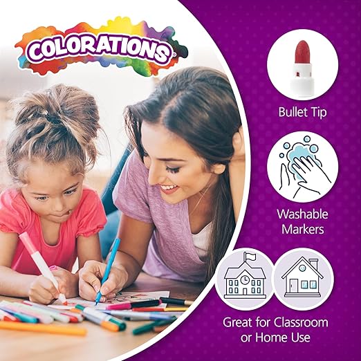 Colorations Classic Markers, Conical Tip, 16 Bold Colors, Coloring, Paper, Kids, Posters, Drawing, Bold Colors, Home, Classroom, School Supplies, Art Supplies, Craft Projects, Children