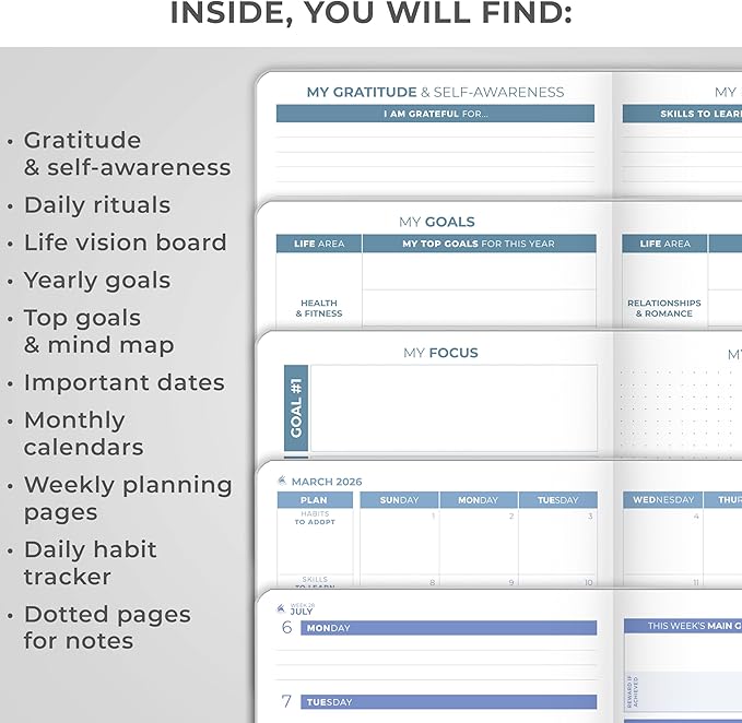 Clever Fox Planner 2nd Edition Dated Jan 2026-Jan 2027 – Colorful Weekly & Monthly Goal Setting Planner, Habit Trackers, Time Management and Productivity Organizer, Gratitude Journal, A5 (White)