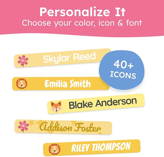 Personalized Kids Name Labels for Pencils Yellow [225pcs] - Waterproof Name Stickers for School & Daycare - Pencil Custom Name Stickers - Children Name Stick On Labels for Pens (2.0”x0.3”)