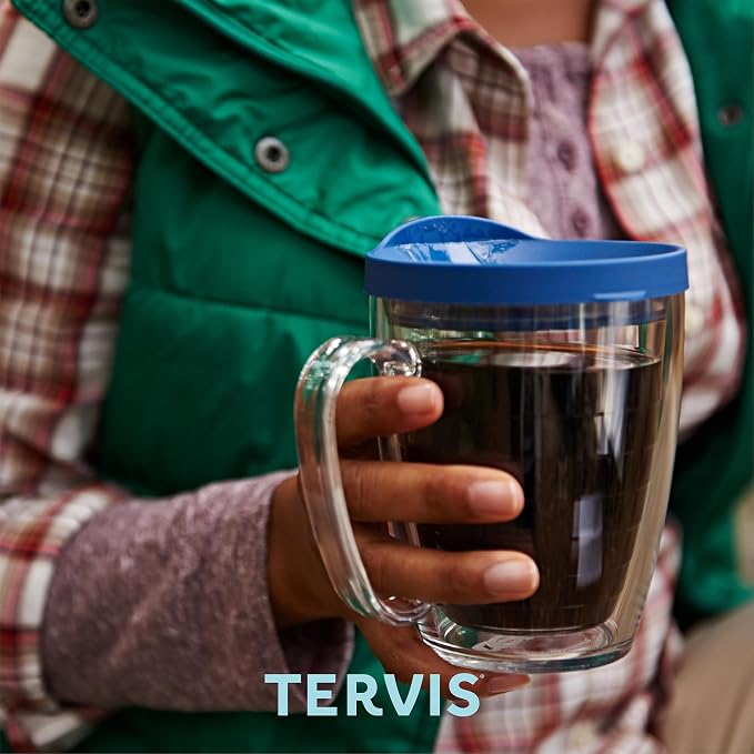Tervis Clear & Colorful Lidded Made in USA Double Walled Insulated Tumbler Travel Cup Keeps Drinks Cold & Hot, 16oz Mug, Pink Lid