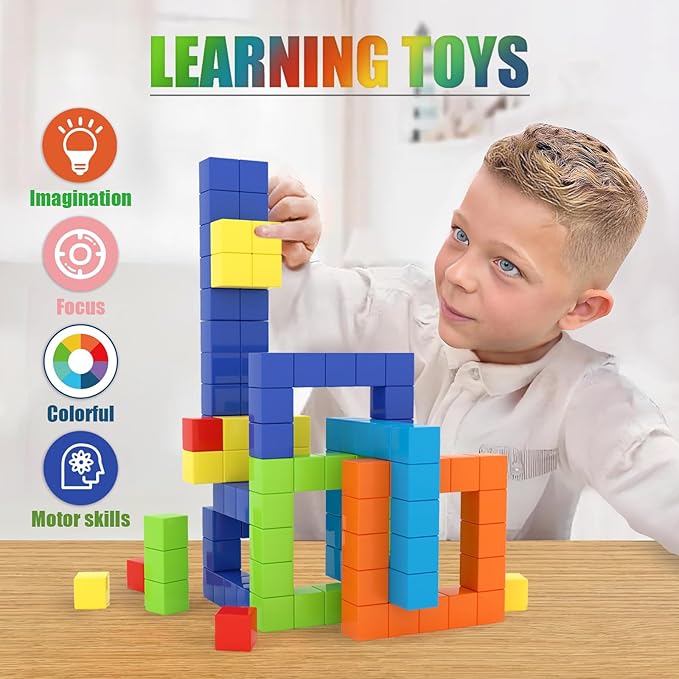 BananMelonBM 100 PCS Magnetic Building Blocks, for Toddlers Age 3-5, for Kids Ages 4-8,Magnetic Cubes, Preschool Educational Sensory Magnet Toys for Boys and Girls