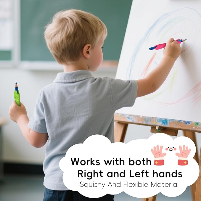 6-Pack Small Ergonomic Pencil Grips for Toddlers&Children,Silicone Writing Aid for Handwriting,Drawing,Anti-Slip Texture,Dual-Head Design for Right/Left Hand–Improves Grip Control (Assorted Colors)