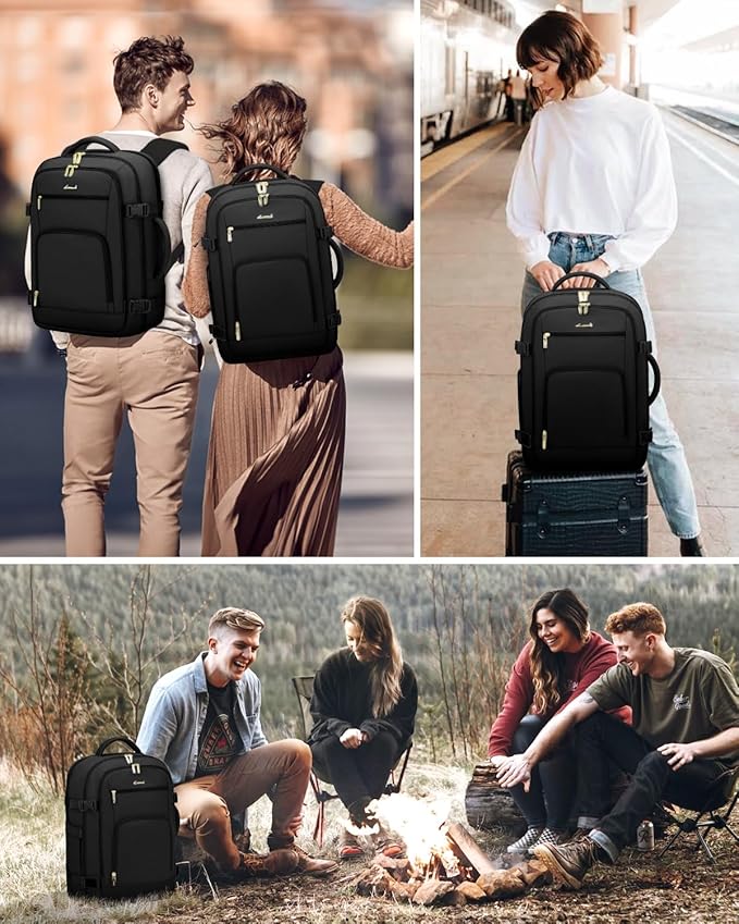 LOVEVOOK Carry On Travel Backpack For Women Flight Approved, 40L Personal Item Backpack Flight Approved, TSA Travel Bag Fit 17 Inch Laptop, Business Weekender Overnight Waterproof Daypack with 2 Cubes
