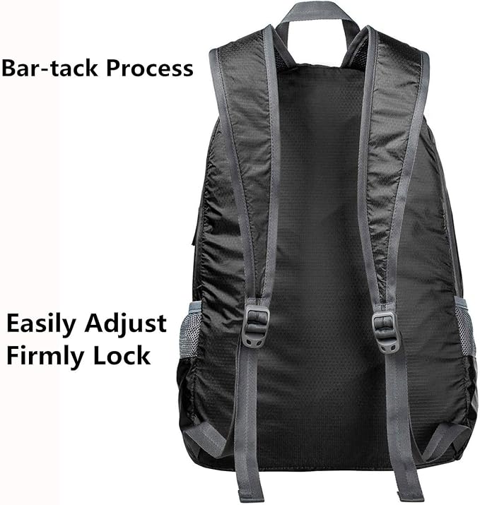 G4Free 20L Small Packable Travel Hiking Backpack for Men Women | Lightweight Foldable Waterproof Daypack for Outdoor, Black