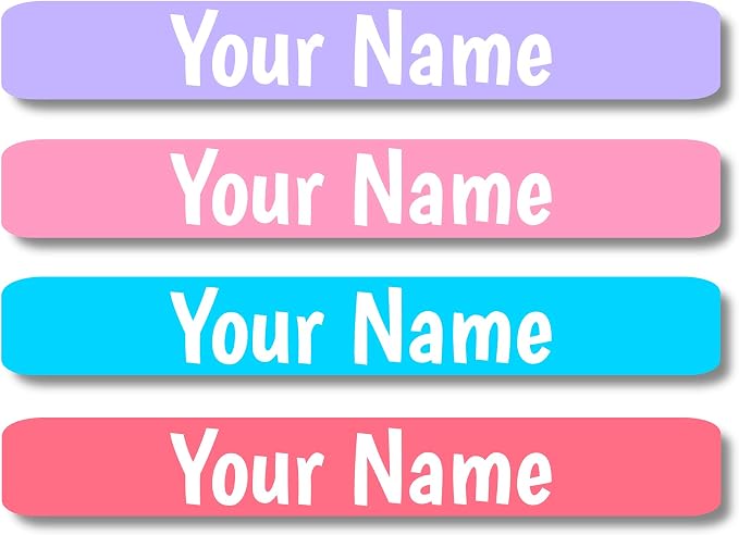 Lovable Labels Personalized Labels for Kids (120 Labels) - Waterproof Dishwasher Safe Peel and Stick Labels are Great for School Supplies Daycare Camp Bottles (Cotton Candy)