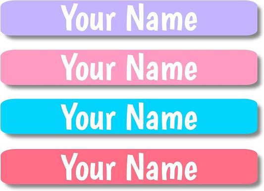 Lovable Labels Personalized Labels for Kids (120 Labels) - Waterproof Dishwasher Safe Peel and Stick Labels are Great for School Supplies Daycare Camp Bottles (Cotton Candy)