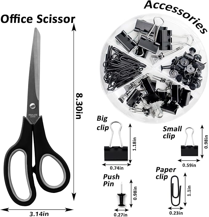OfficeMate Stapler & Tape Dispenser Set - Black Desk Accessory Kit, Gift for Students, Women, Coworkers, Boss Lady, Office Clerks